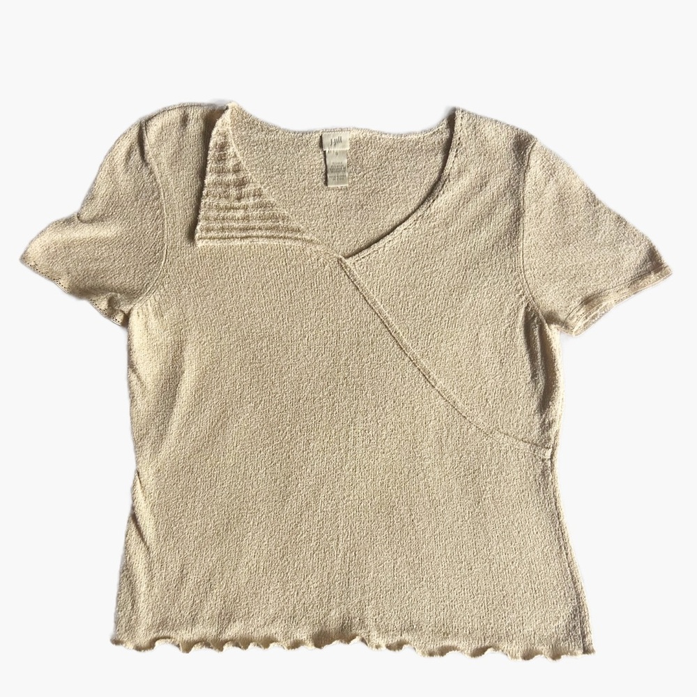 J. Jill Cream Colored short sleeve Silk Top Size S